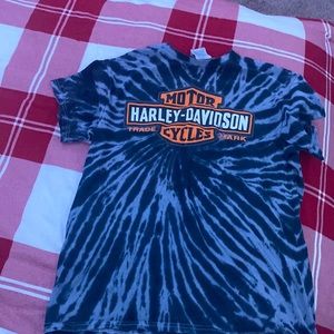 Tie-dye black and gray Harley Davison T-shirt kids small